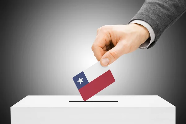 Voting concept - Male inserting flag into ballot box - Chile — Stock Photo, Image