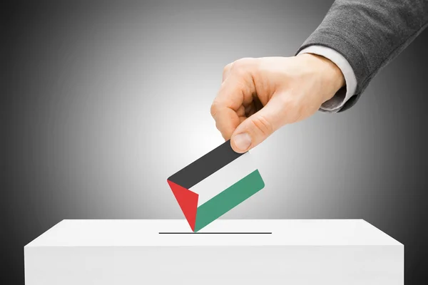 Voto concetto - maschio bandiera inserimento nell'urna - Palestina — Foto Stock