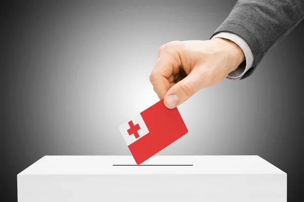 Voting concept - Male inserting flag into ballot box - Tonga — Stock Photo, Image