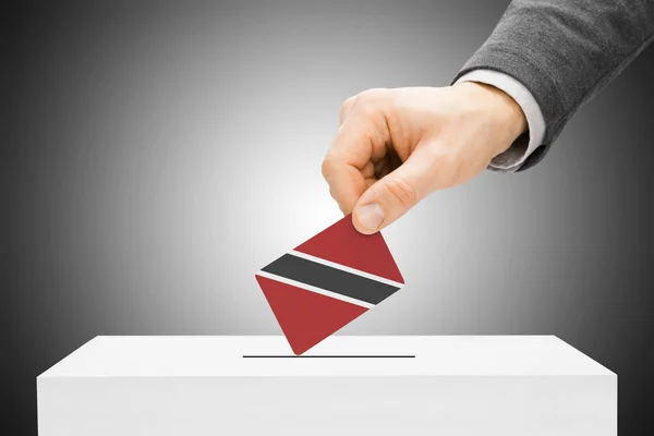 投票概念-插入进投票箱的男性标志-特立尼达和多巴哥 — 图库照片