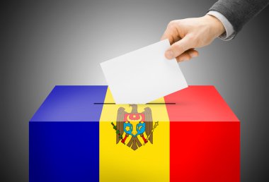 Voting concept - Ballot box painted into national flag colors - Moldova clipart