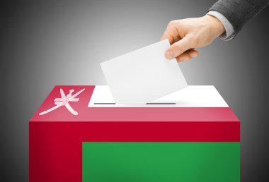 Oylama kavramı - oy sandığı ulusal bayrak renkleri - Umman boyalı