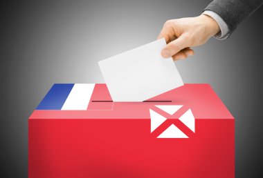 Oylama kavramı - oy sandığı ulusal bayrak renkleri - Wallis ve Futuna Adaları boyalı