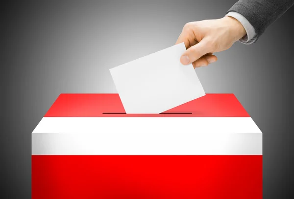 Voting concept - Ballot box painted into national flag colors - Austria — Stock Photo, Image