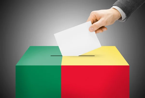 Voting concept - Ballot box painted into national flag colors - Benin — Stock Photo, Image