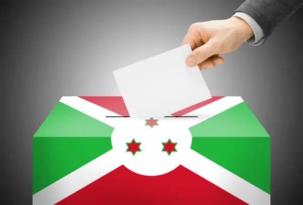 Voting concept - Ballot box painted into national flag colors - Burundi — Stock Photo, Image