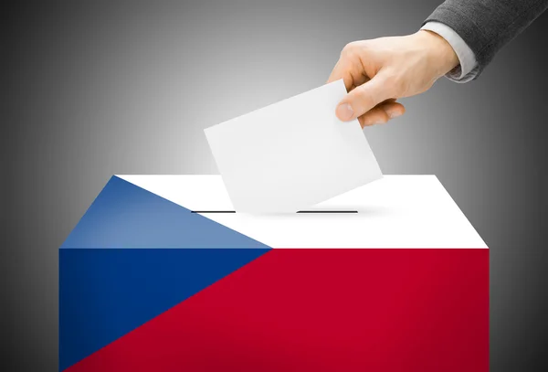 Voting concept - Ballot box painted into national flag colors - Czech Republic — Stock Photo, Image