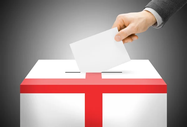 Voting concept - Ballot box painted into national flag colors - England — Stock Photo, Image