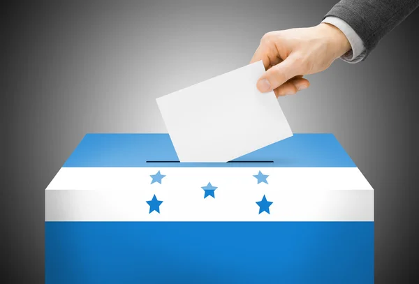 Koncepcja głosowania - urny pomalowane w kolorach flagi narodowej - Honduras — Zdjęcie stockowe