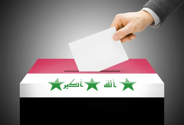 Voting concept - Ballot box painted into national flag colors - Iraq — Stock Photo, Image