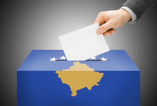 Voting concept - Ballot box painted into national flag colors - Kosovo — Stock Photo, Image