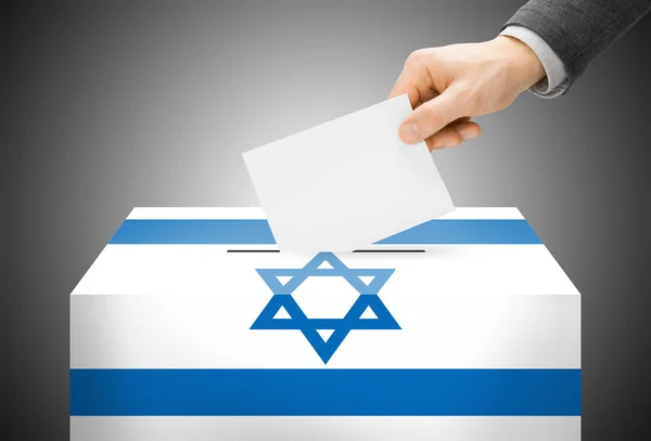 Concetto di voto - Ballot box verniciato nei colori della bandiera nazionale - Israele — Foto Stock