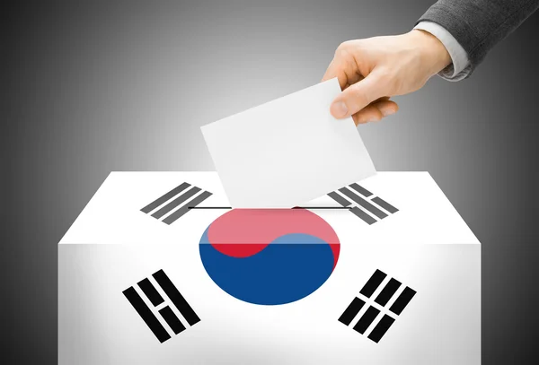 Voting concept - Ballot box painted into national flag colors - South Korea — Stock Photo, Image