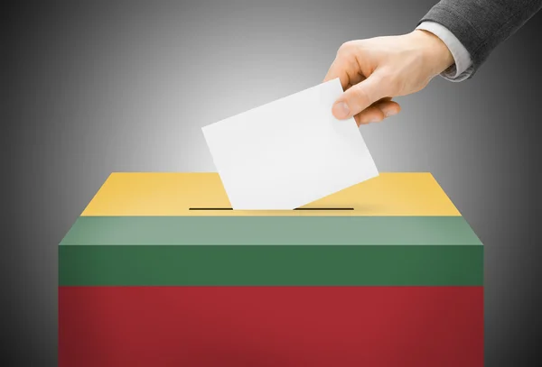 Voting concept - Ballot box painted into national flag colors - Lithuania — Stock Photo, Image