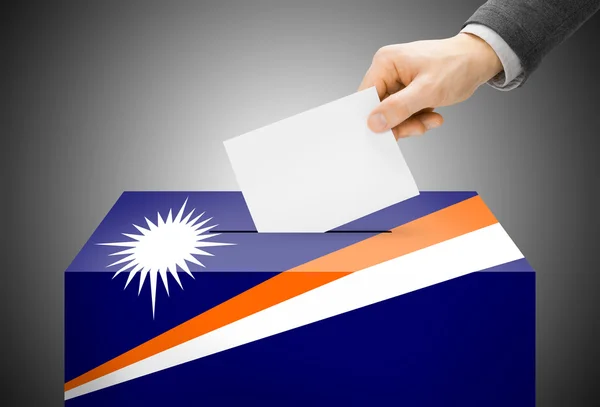 Voting concept - Ballot box painted into national flag colors - Marshall Islands — Stock Photo, Image