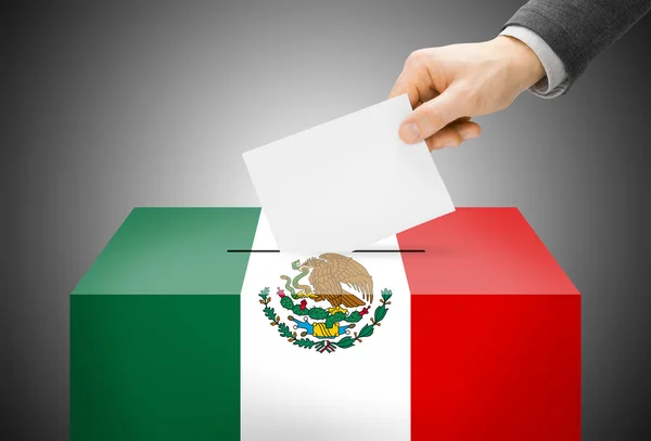 Voting concept - Ballot box painted into national flag colors - Mexico — Stock Photo, Image