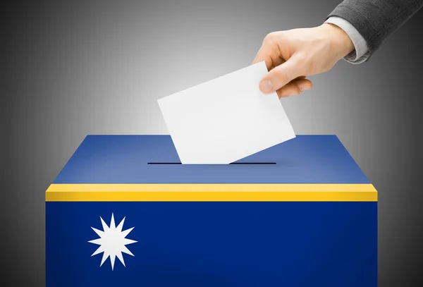 Voting concept - Ballot box painted into national flag colors - Nauru — Stock Photo, Image