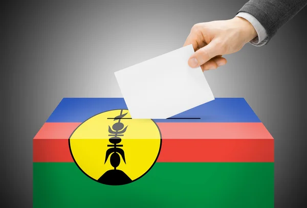 Voting concept - Ballot box painted into national flag colors - New Caledonia — Stock Photo, Image