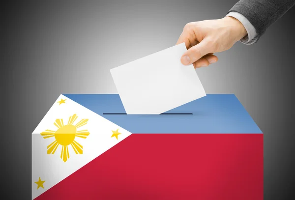 Voting concept - Ballot box painted into national flag colors - Philippines — Stock Photo, Image