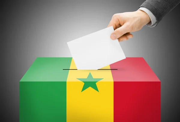 Voting concept - Ballot box painted into national flag colors - Senegal — Stock Photo, Image