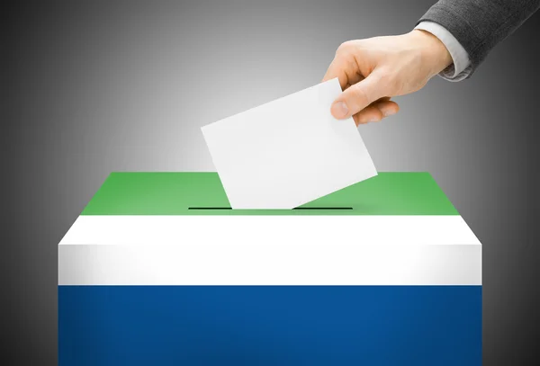 Voting concept - Ballot box painted into national flag colors - Sierra Leone — Stock Photo, Image
