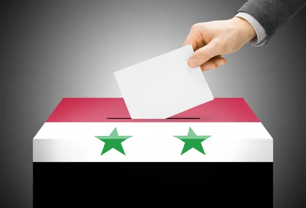 Voting concept - Ballot box painted into national flag colors - Syria — Stock Photo, Image