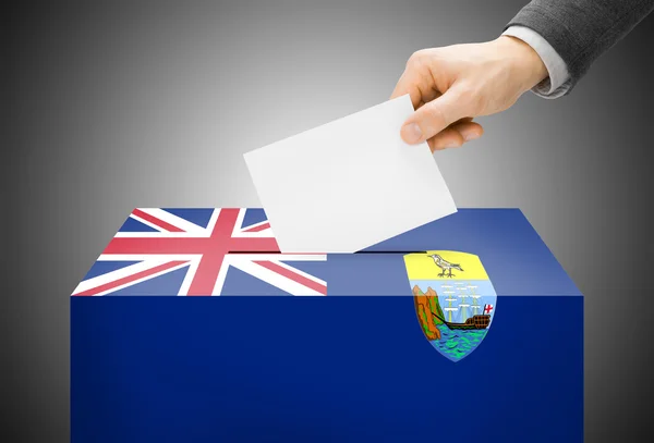 Hlasování koncept - hlasovací urny malované do barvy státní vlajky - Svatá Helena — Stock fotografie