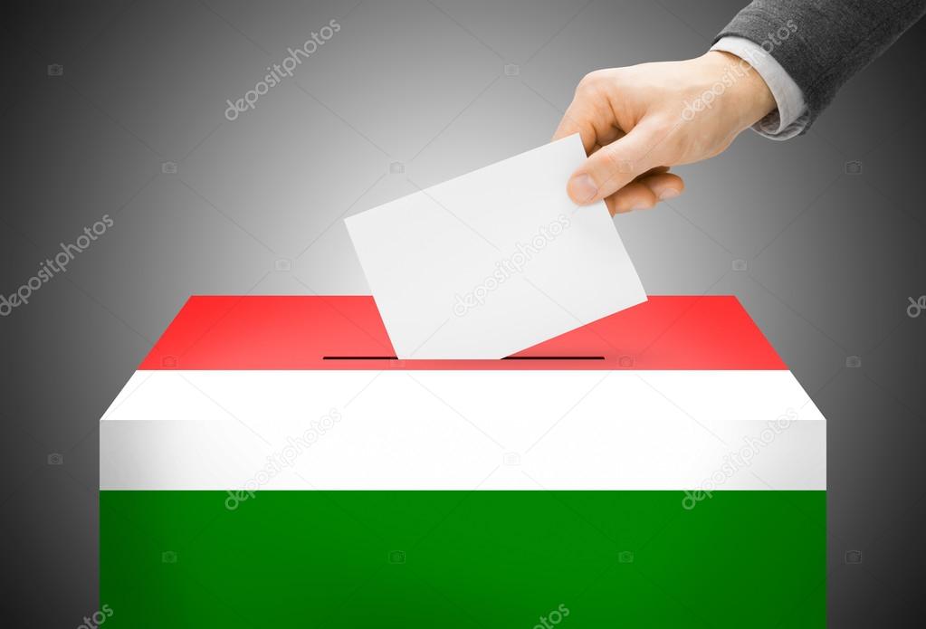 Voting concept - Ballot box painted into national flag colors - Hungary
