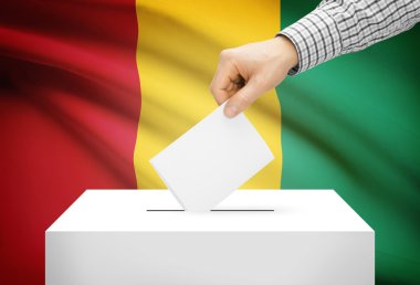 Oylama kavramı - arka plan üzerinde ulusal bayrak ile oy sandığı - Gine