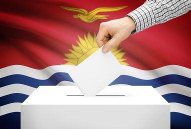 Oylama kavramı - arka plan üzerinde ulusal bayrak ile oy sandığı - Kiribati