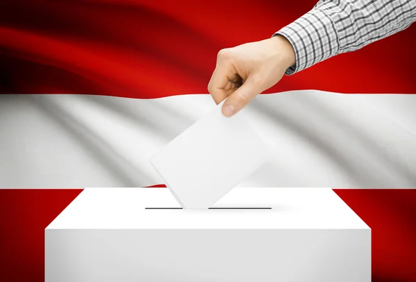 Voting concept - Ballot box with national flag on background - Austria — Stock Photo, Image