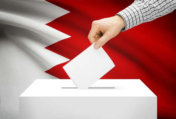 Voto concetto - urna con la bandiera nazionale su priorità bassa - Bahrain — Foto Stock
