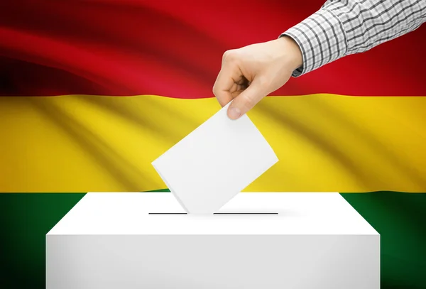 Voting concept - Ballot box with national flag on background - Bolivia — Stock Photo, Image