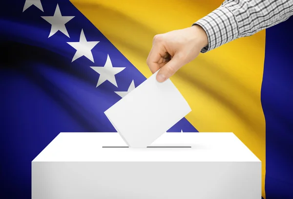 Voting concept - Ballot box with national flag on background - Bosnia and Herzegovina — Stock Photo, Image