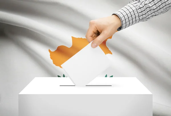 Voting concept - Ballot box with national flag on background - Cyprus — Stock Photo, Image