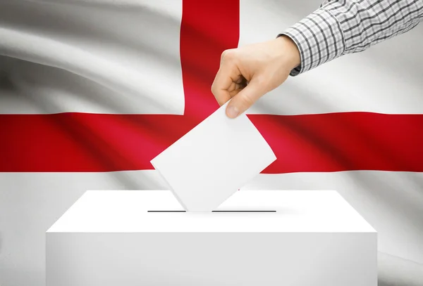 Voting concept - Ballot box with national flag on background - England — Stock Photo, Image