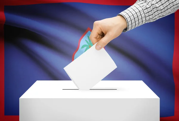 Voting concept - Ballot box with national flag on background - Guam — Stock Photo, Image