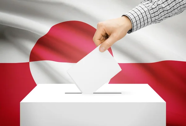 Voting concept - Ballot box with national flag on background - Greenland — Stock Photo, Image