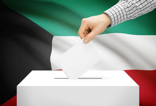 Voting concept - Ballot box with national flag on background - Kuwait — Stock Photo, Image