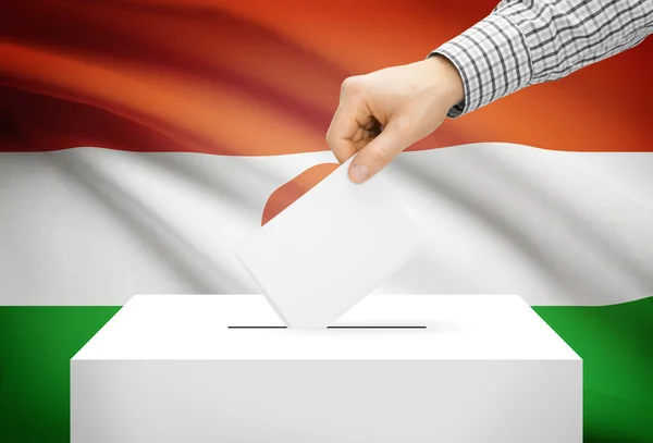 Voto concepto - urna con la bandera nacional de fondo - Niger —  Fotos de Stock