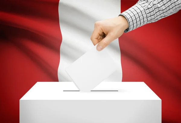 Voting concept - Ballot box with national flag on background - Peru — Stock Photo, Image