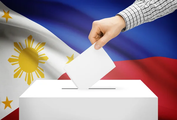 Voting concept - Ballot box with national flag on background - Philippines — Stock Photo, Image
