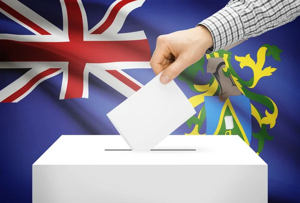 Voting concept - Ballot box with national flag on background - Pitcairn Island — Stock Photo, Image