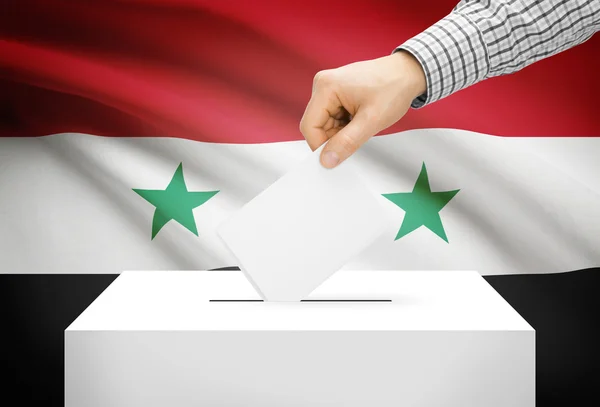 Voting concept - Ballot box with national flag on background - Syria — Stock Photo, Image