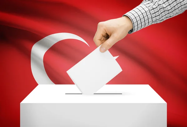 Voting concept - Ballot box with national flag on background - Turkey — Stock Photo, Image