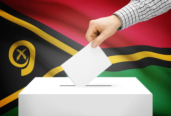 Voto concepto - urna con la bandera nacional de fondo - Vanuatu — Foto de Stock