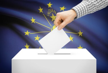 Oylama kavramı - oy sandığı Ulusal bayrağını arka plan - Indiana ile