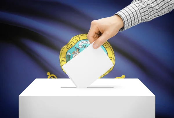 Voting concept - Ballot box with national flag on background - Idaho — Stock Photo, Image