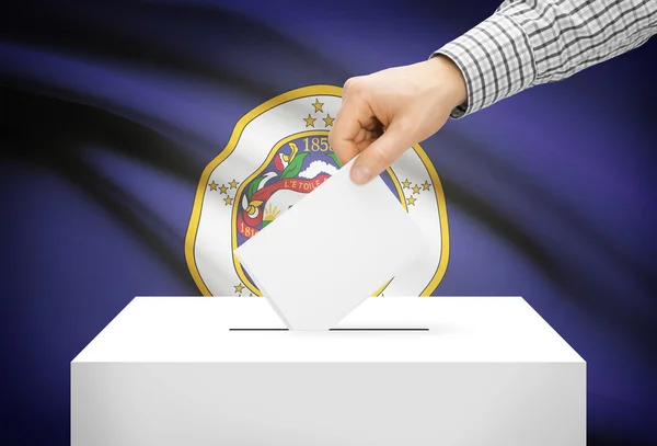 Stemmen concept - stembus met nationale vlag op achtergrond - Minnesota — Stockfoto