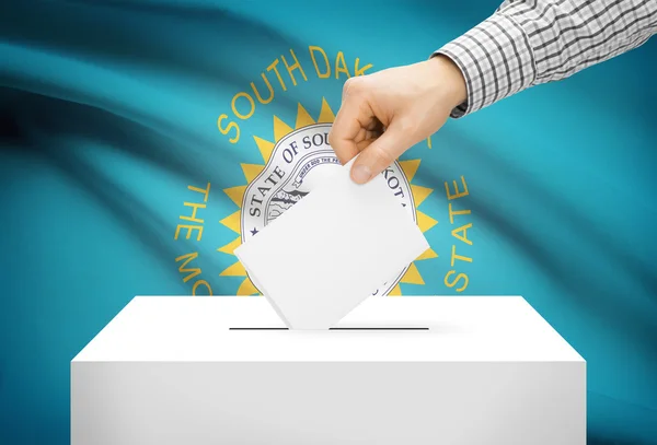 Voting concept - Ballot box with national flag on background - South Dakota — Stock Photo, Image